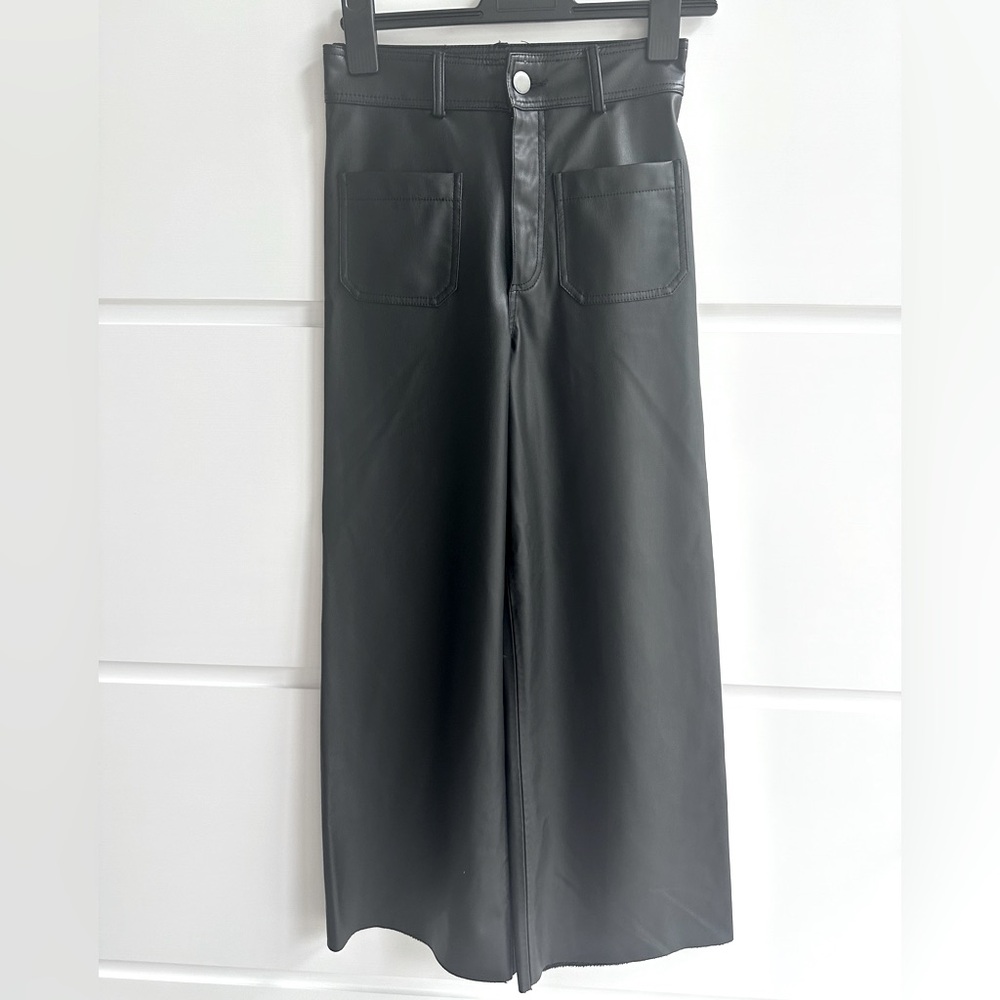 Zara cropped & flared faux leather pants.  New with Tags